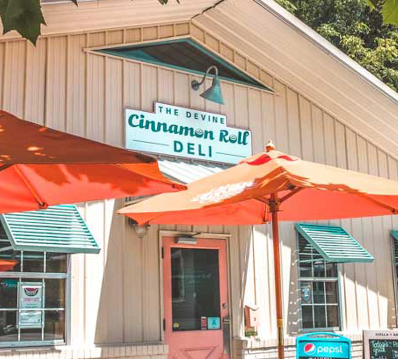 Exterior of The Devine Cinnamon Roll Deli in Columbia, SC.