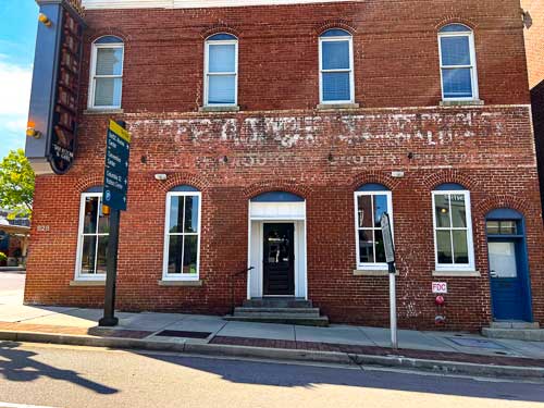 Exterior of brick building in downtown Columbia, SC's the vista