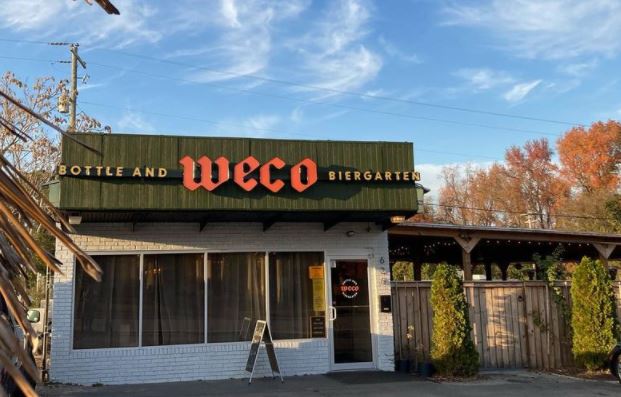 Exterior of Weco Bottle and Biergarten in West Columbia