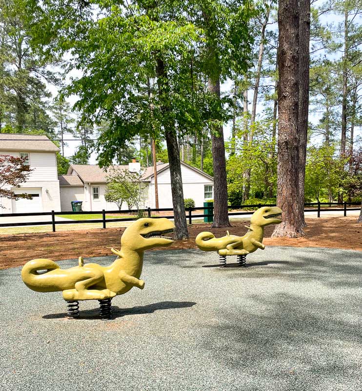 Bouncing T-Rex dinosaurs at Columbia's Citadel Park