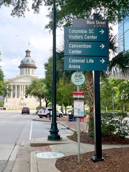 Street sign in Columbia, SC's Main Street District.