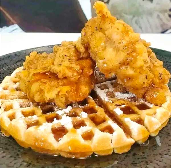 a-peace-of-soul-vegan-kitchen-chicken-waffles-columbia-sc Vegan chicken and waffles from A Peace of Soul Vegan Kitchen in Columbia, SC