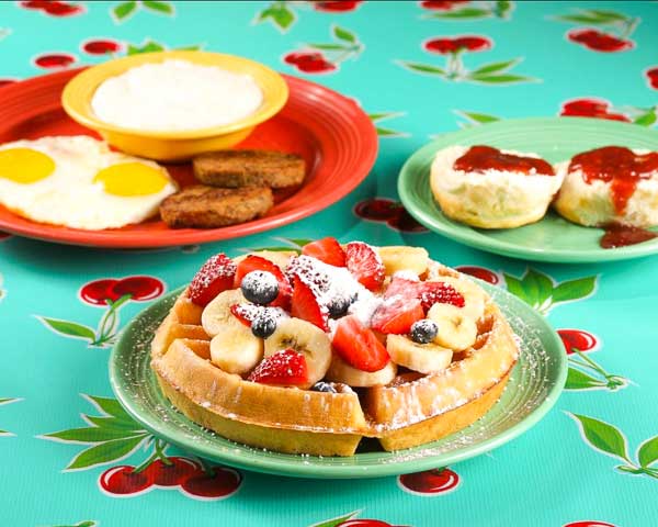 flying-biscuit-five-points-columbia-sc-breakfast Breakfast waffle and biscuits from Flying Biscuit in Columbia, SC