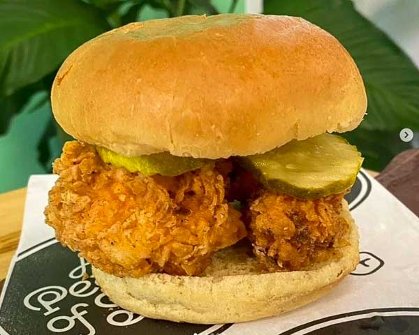 Vegan fried chicken sandwich from A Peace of Soul in Columbia, SC