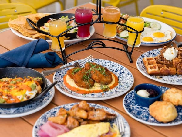 Brunch spread at Tupelo Honey Cafe in Asheville, NC